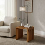 Βοηθητικό τραπέζι Saimon pakoworld teak ξύλο σε φυσική απόχρωση 40x40x40εκ-343-000026