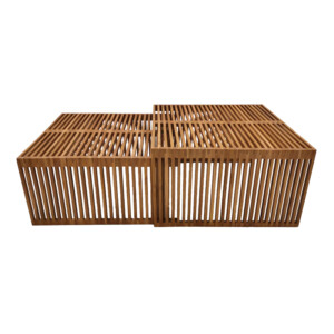 Τραπέζι Tinnie I pakoworld σετ 2τεμ teak ξύλο σε φυσική απόχρωση-343-000028