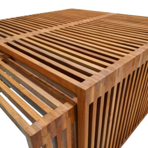 Τραπέζι Tinnie I pakoworld σετ 2τεμ teak ξύλο σε φυσική απόχρωση-343-000028