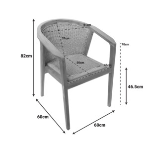 Πολυθρόνα Granny pakoworld teak wood και συνθετικό σχοινί σε φυσική απόχρωση 60x60x82εκ-343-000034