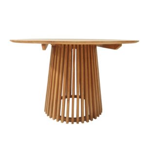 Τραπεζαρία Kalie-Kenda I pakoworld σετ 7τεμ σε φυσική-μπεζ απόχρωση Φ120x75εκ-343-000065