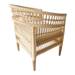 Πολυθρόνα Necorian paakoworld teak ξύλο με pe rattan σε φυσική απόχρωση και λευκό μαξιλάρι 80x70x87εκ-343-000090