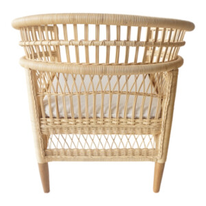 Πολυθρόνα Necorian paakoworld teak ξύλο με pe rattan σε φυσική απόχρωση και λευκό μαξιλάρι 80x70x87εκ-343-000090