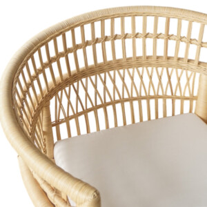 Πολυθρόνα Necorian paakoworld teak ξύλο με pe rattan σε φυσική απόχρωση και λευκό μαξιλάρι 80x70x87εκ-343-000090