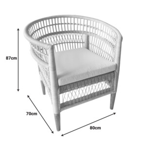 Πολυθρόνα Necorian paakoworld teak ξύλο με pe rattan σε φυσική απόχρωση και λευκό μαξιλάρι 80x70x87εκ-343-000090