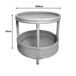 Βοηθητικό τραπέζι Moody pakoworld pe rattan σε φυσική απόχρωση Φ55x51εκ-343-000093