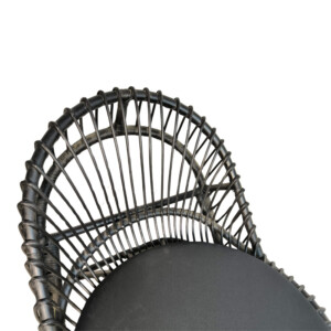 Πολυθρόνα Tromso paakoworld pe rattan σε μαύρη απόχρωση με μαύρο μαξιλάρι 80x85x98εκ-343-000094