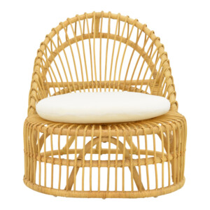 Πολυθρόνα Tromso paakoworld pe rattan σε φυσική απόχρωση με εκρού χρώμα μαξιλάρι 80x85x98εκ-343-000095