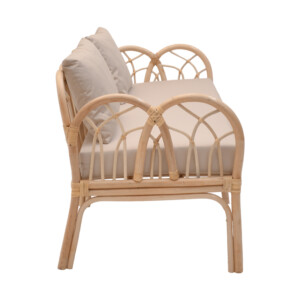 Καναπές διθέσιος Ytrone pakoworld rattan σε φυσική απόχρωση με μπεζ μαξιλάρι 166x61.5x71εκ-344-000005