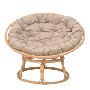 Πολυθρόνα Servey pakoworld rattan σε φυσική απόχρωση-μπεζ μαξιλάρι Φ115x58εκ-344-000006