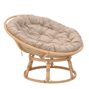 Πολυθρόνα Servey pakoworld rattan σε φυσική απόχρωση-μπεζ μαξιλάρι Φ115x58εκ-344-000006