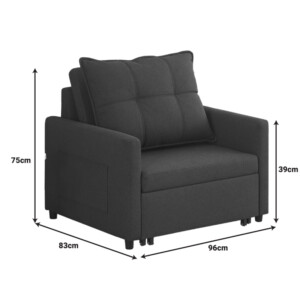 Πολυθρόνα-κρεβάτι Barzene pakoworld καφέ ύφασμα 96x83x75εκ-347-000007