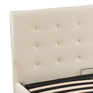 Κρεβάτι διπλό με αποθηκευτικό χώρο Cankere pakoworld pu σε κρεμ απόχρωση 160x200εκ-347-000016