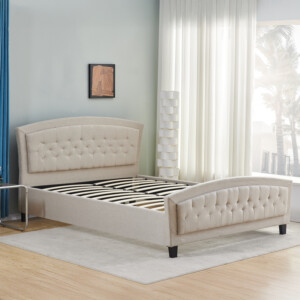 Κρεβάτι Camaro pakoworld ύφασμα σε μπεζ απόχρωση160x200εκ-347-000019