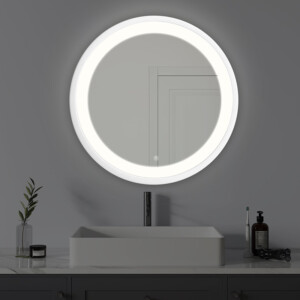 Καθρέπτης Led Goslyn Inart σε λευκή απόχρωση Φ55.4x4.5εκ-349-000004