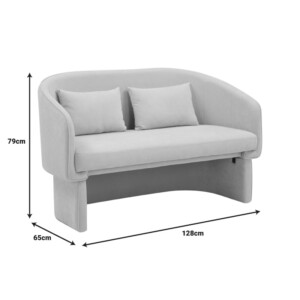 Καναπές διθέσιος Playmob pakoworld ύφασμα σε γκρι απόχρωση 128x65x79εκ-350-000006