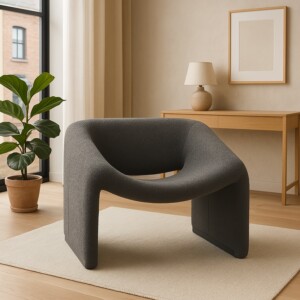 Πολυθρόνα Clous pakoworld μπουκλέ ύφασμα σε ανθρακί απόχρωση 86x77x73.5εκ-350-000014