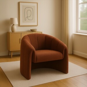 Πολυθρόνα Fassy pakoworld μπουκλέ ύφασμα σε κεραμιδί απόχρωση 80x66x80εκ-350-000015