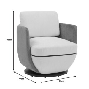 Πολυθρόνα περιστρεφόμενη Coupa pakoworld ύφασμα σε μπεζ απόχρωση 75x77x79εκ-350-000024