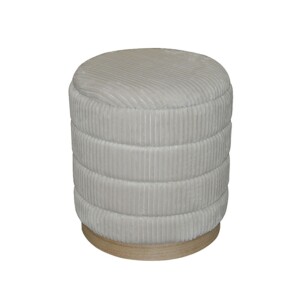 Σκαμπό Pance Inart σετ 2 τεμ μπουκλέ ύφασμα σε μπεζ και λευκή απόχρωση-353-000006