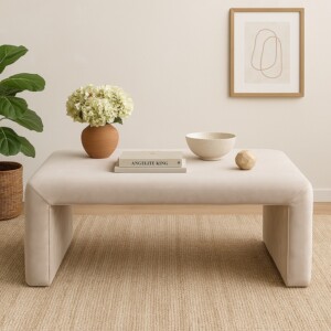 Σκαμπό Gagga Inart βελούδο σε μπεζ απόχρωση 110x40x45εκ-353-000010