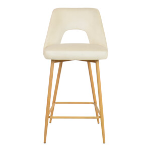 Σκαμπό μπαρ Murde pakoworld μπεζ βελούδο και μεταλλικά πόδια σε φυσική απόχρωση 47x52x96εκ-357-000004