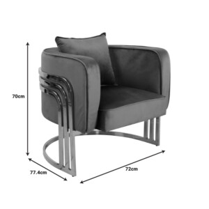 Πολυθρόνα Roblu pakoworld χρυσό μέταλλο και βελούδο σε μπλε απόχρωση 72x77.4x70εκ-357-000006