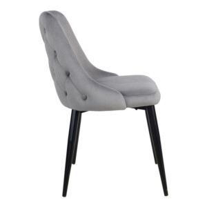 Καρέκλα Zedna pakoworld γκρι βελούδο με μαύρα μεταλλικά πόδια 51x58x84εκ-357-000012