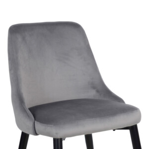 Καρέκλα Zedna pakoworld γκρι βελούδο με μαύρα μεταλλικά πόδια 51x58x84εκ-357-000012