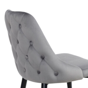 Καρέκλα Zedna pakoworld γκρι βελούδο με μαύρα μεταλλικά πόδια 51x58x84εκ-357-000012