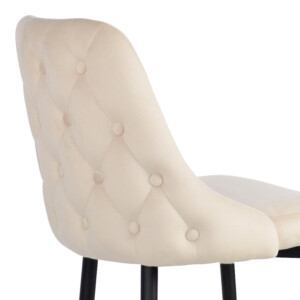 Σκαμπό μπαρ Zedna pakoworld μπεζ βελούδο με μαύρα μεταλλικά πόδια 52x57x111εκ-357-000015