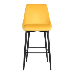 Σκαμπό μπαρ Zedna pakoworld κίτρινο βελούδο με μαύρα μεταλλικά πόδια 52x57x111εκ-357-000018