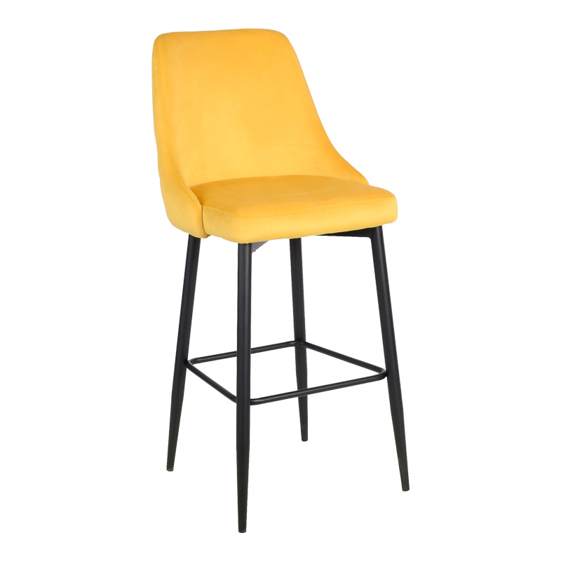 Σκαμπό μπαρ Zedna pakoworld κίτρινο βελούδο με μαύρα μεταλλικά πόδια 52x57x111εκ-357-000018