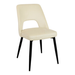 Καρέκλα Murde pakoworld μπεζ βελούδο και μεταλλικά πόδια σε μαύρη απόχρωση 48.5x61x89εκ-357-000019