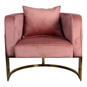 Πολυθρόνα Roblu pakoworld χρυσό μέταλλο και βελούδο σε απόχρωση σάπιο μήλο 72x77.4x70εκ-357-000021