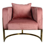 Πολυθρόνα Roblu pakoworld χρυσό μέταλλο και βελούδο σε απόχρωση σάπιο μήλο 72x77.4x70εκ-357-000021