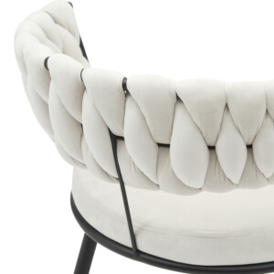 Πολυθρόνα Alkia pakoworld σε κρεμ βελούδο με πόδι μαύρο μέταλλο 60x57x68εκ-360-000004