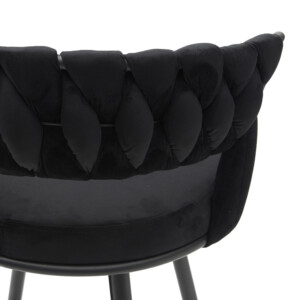 Σκαμπό μπαρ Alkia pakoworld περιστρεφόμενο σε μαύρο βελούδο με μαύρα πόδια μέταλλο 58x55x90εκ-360-000005