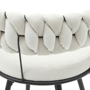 Σκαμπό μπαρ Alkia pakoworld περιστρεφόμενο σε μπεζ βελούδο με μαύρα πόδια μέταλλο 58x55x90εκ-360-000006