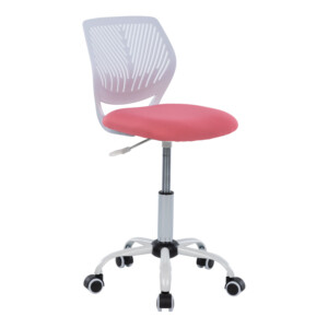 Καρέκλα γραφείου παιδική Kador pakoworld με ύφασμα mesh σε ροζ-λευκή απόχρωση 52x52x72-84εκ-360-000015