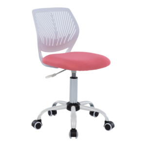Καρέκλα γραφείου παιδική Kador pakoworld με ύφασμα mesh σε ροζ-λευκή απόχρωση 52x52x72-84εκ-360-000015