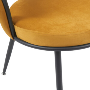 Πολυθρόνα Alkia pakoworld σε κίτρινο βελούδο με μαύρο πόδι μέταλλο 60x57x68εκ-360-000023