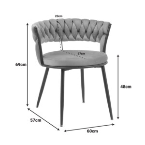 Πολυθρόνα Alkia pakoworld σε κίτρινο βελούδο με μαύρο πόδι μέταλλο 60x57x68εκ-360-000023