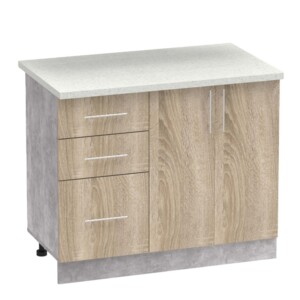 Σύνθεση κουζίνας Festa I pakoworld μελαμίνη σε sonoma απόχρωση και πάγκο σε ανοιχτό γκρι 100x60x85εκ-361-000009