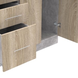 Σύνθεση κουζίνας Festa I pakoworld μελαμίνη σε sonoma απόχρωση και πάγκο σε ανοιχτό γκρι 100x60x85εκ-361-000009