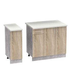 Σύνθεση κουζίνας Festa II pakoworld μελαμίνη σε sonoma απόχρωση και πάγκο σε ανοιχτό γκρι 120x60x85εκ-361-000011