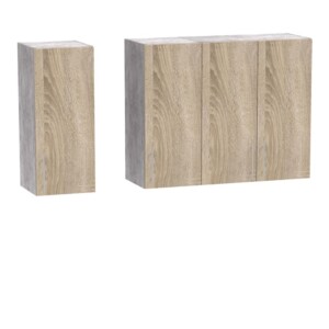 Σύνθεση κουζίνας Festa II pakoworld μελαμίνη σε sonoma απόχρωση και πάγκο σε ανοιχτό γκρι 120x60x85εκ-361-000011