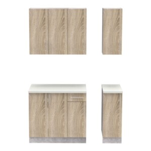 Σύνθεση κουζίνας Festa II pakoworld μελαμίνη σε sonoma απόχρωση και πάγκο σε ανοιχτό γκρι 120x60x85εκ-361-000011