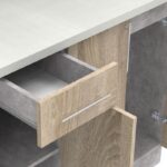 Σύνθεση κουζίνας Festa II pakoworld μελαμίνη σε sonoma απόχρωση και πάγκο σε ανοιχτό γκρι 120x60x85εκ-361-000011