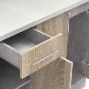 Σύνθεση κουζίνας Festa II pakoworld μελαμίνη σε sonoma απόχρωση και πάγκο σε ανοιχτό γκρι 120x60x85εκ-361-000011